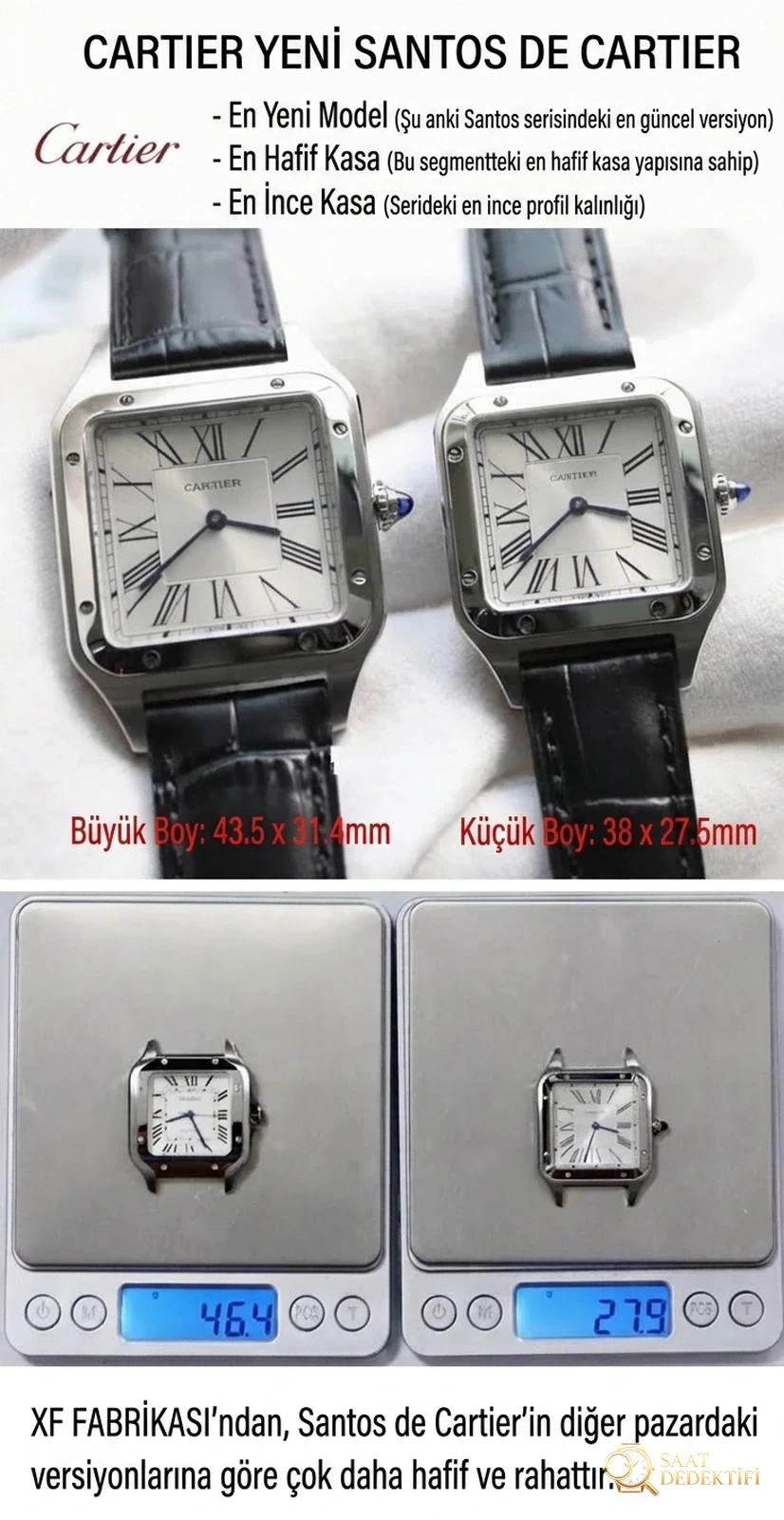 En yeni XF Factory Cartier Santos V2 yükseltilmiş sürüm replika kuvars saat en hafif ve en ince olan mı? Kalitesi nasıl? - Bilezik Bakla Ayrımı ve Pim Yapısı