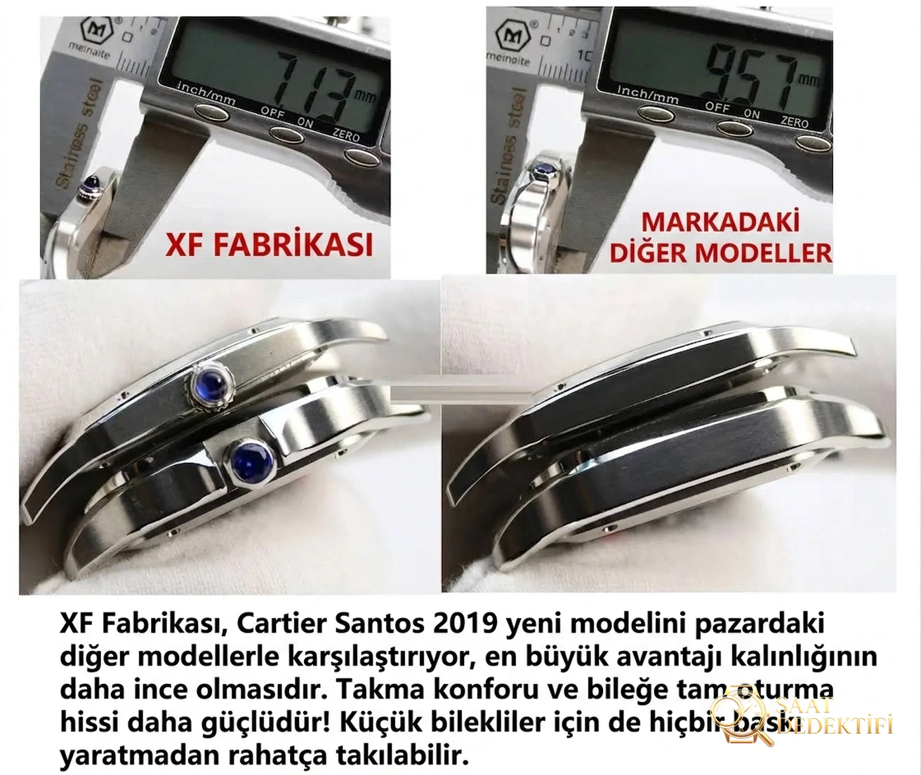En yeni XF Factory Cartier Santos V2 yükseltilmiş sürüm replika kuvars saat en hafif ve en ince olan mı? Kalitesi nasıl? - Toka İçi Mikro Ayar Mekanizması