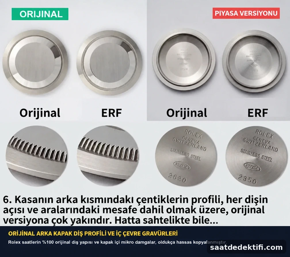Arka kapak diş profili ve kapak içi damga karşılaştırması