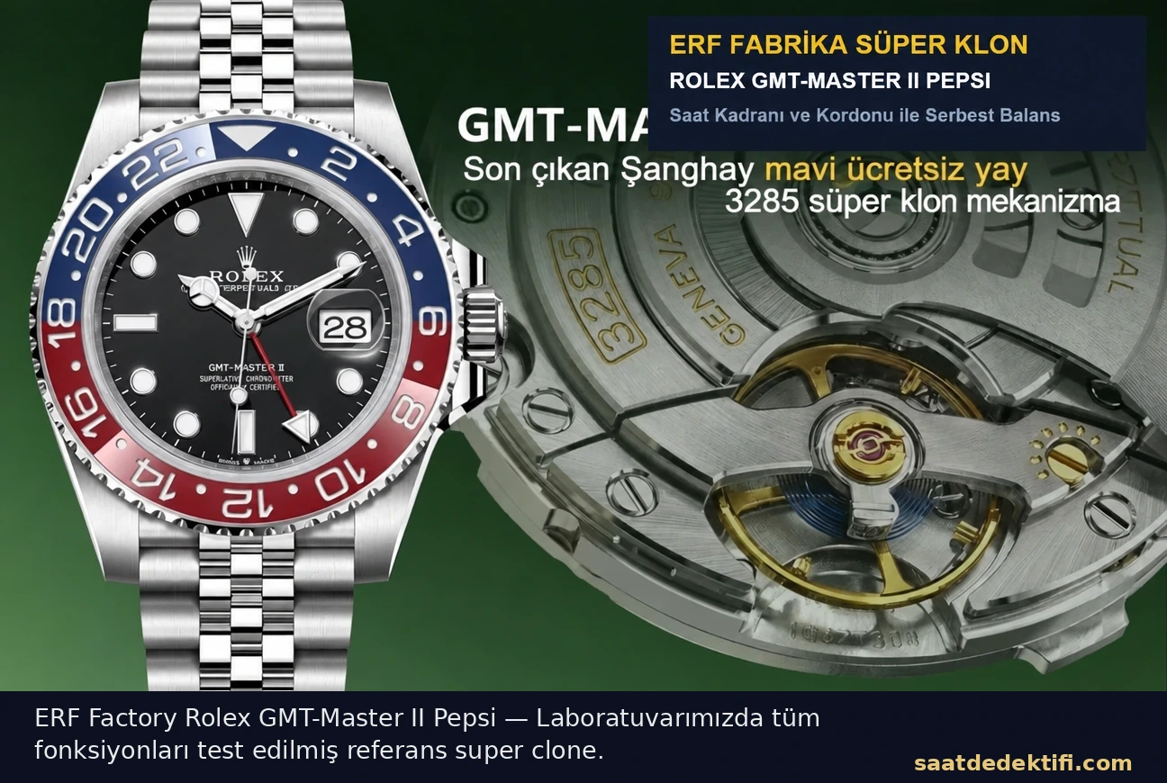 ERF Factory Rolex GMT-Master II Pepsi stüdyo detay çekimi