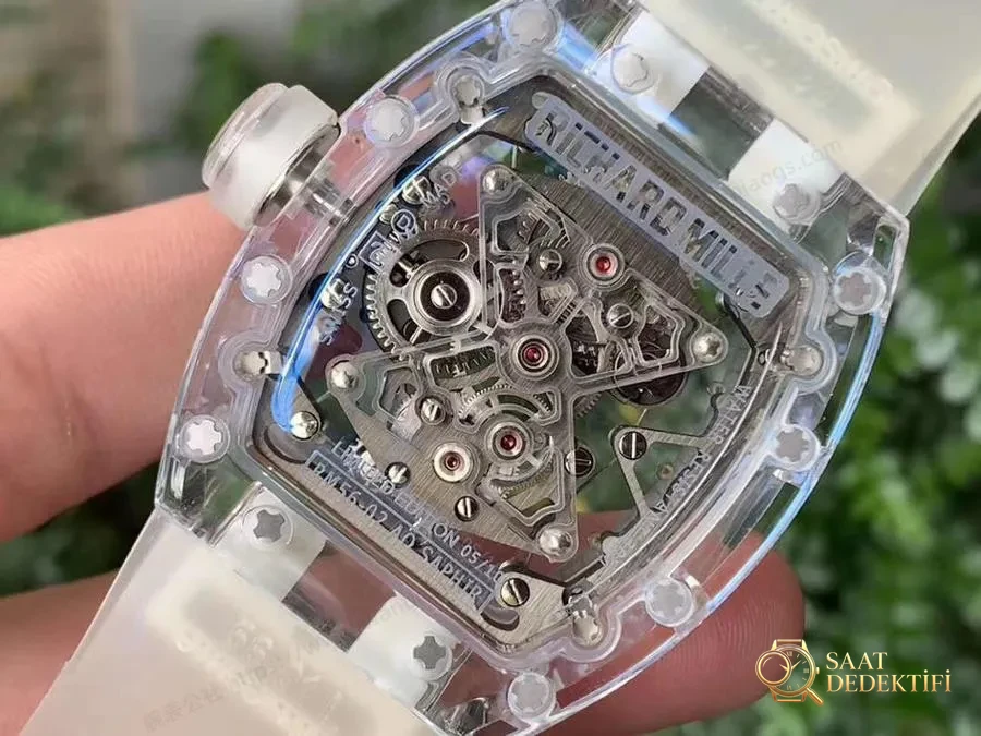 EUR Factory Richard Mille tam şeffaf tourbillon RM056 saat incelemesi - Makro Kadran ve İndeks İşçiliği