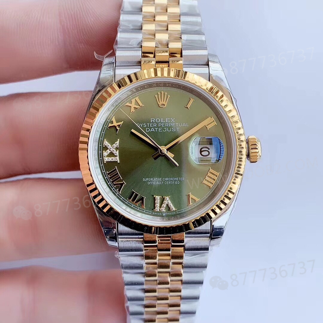 EW Factory Rolex Datejust 128238 altın-çelik yeşil kadran işçiliği nasıl? — 1. fotoğraf
