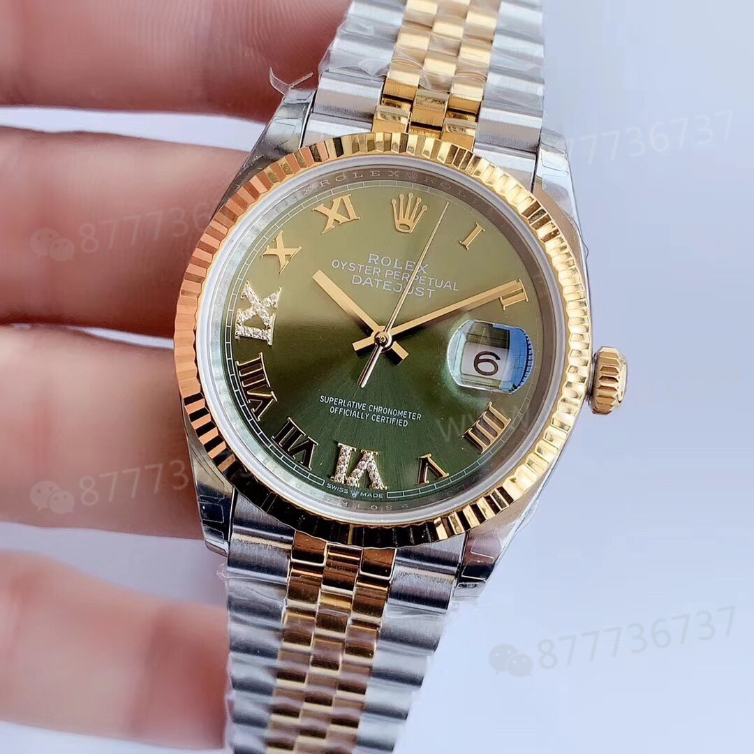 EW Factory Rolex Datejust 128238 altın-çelik yeşil kadran işçiliği nasıl? — 3. fotoğraf