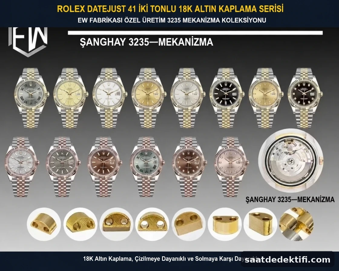 Variationen der Super-Clone-Kollektion von EW Factory Rolex Datejust 41 mit 18-Karat-Vergoldung