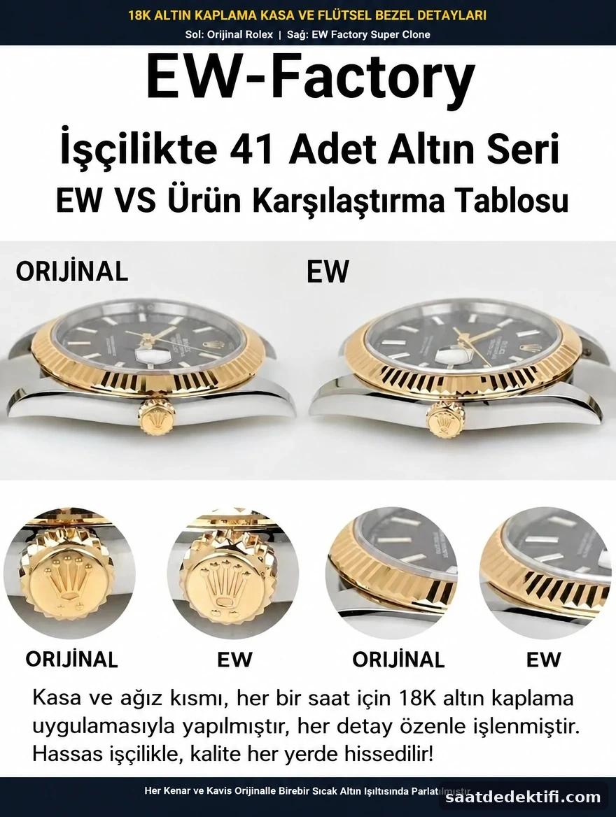 Vergleich der originalen Super-Clone-Kronengewinde und Lünettenzähne von Rolex und EW Factory