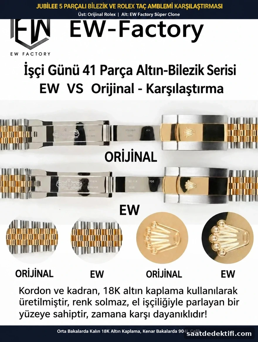 Vergleich zwischen dem originalen Rolex Jubilee-Armband und dem EW Factory Super Clone Jubilee-Armband mit Oysterclasp-Verschluss