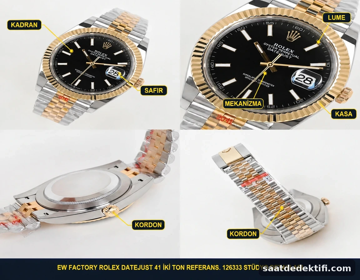 EW Factory Rolex Datejust 41 Two-Tone Super Clone Studio-Detailfotos