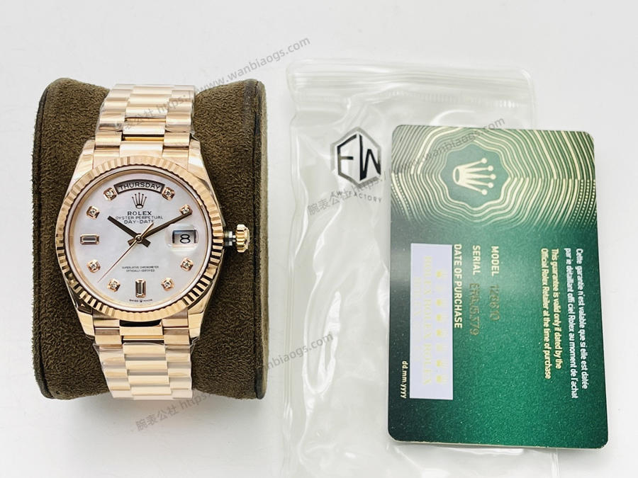 EW Factory Rolex Day-Date 40 mm 3255 Mekanizmalı (18K Elmas Kaplı Beyaz Kadran) Kol Saati İncelemesi — 1. fotoğraf