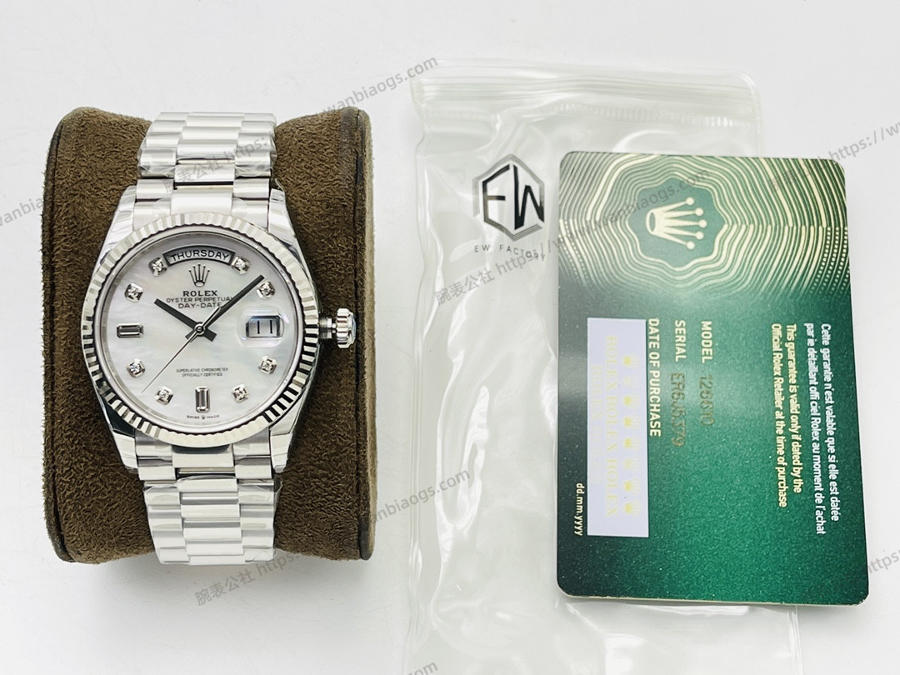EW Factory Rolex Day-Date 40 mm 3255 mekanizmalı (beyaz kadran) saat incelemesi — 1. fotoğraf