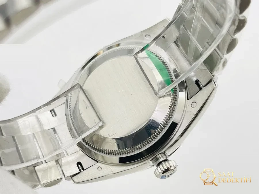 EW Factory Rolex Day-Date 40 mm 3255 mekanizmalı (beyaz kadran) saat incelemesi - Makro Kadran ve İndeks İşçiliği
