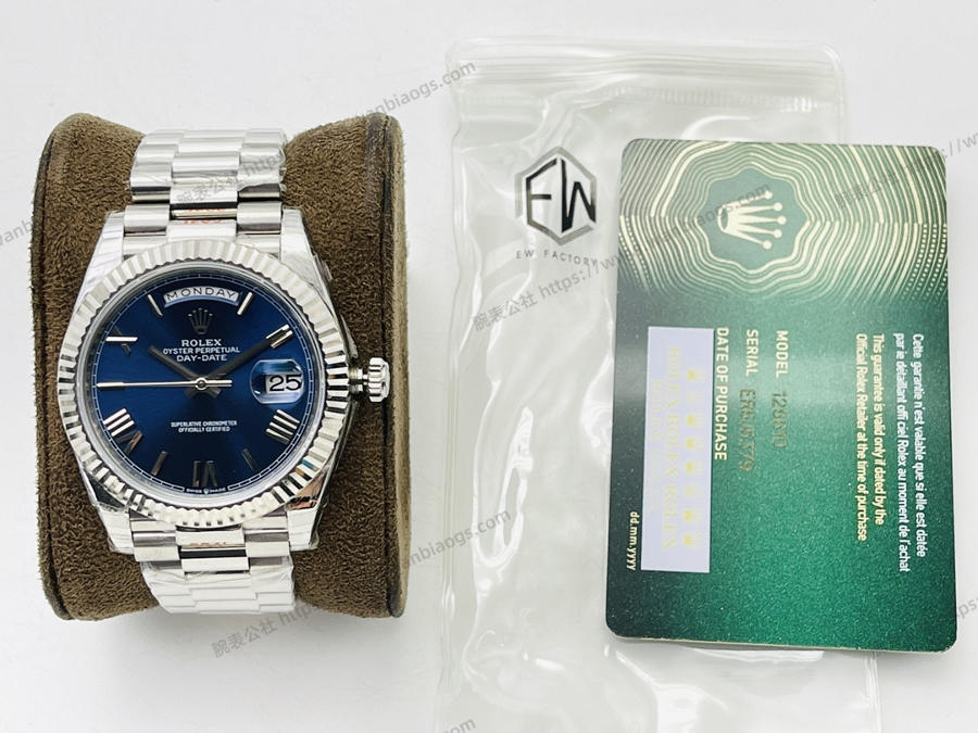 EW Factory Rolex Day-Date 40 mm 3255 mekanizmalı (mavi kadran) saat incelemesi — 1. fotoğraf