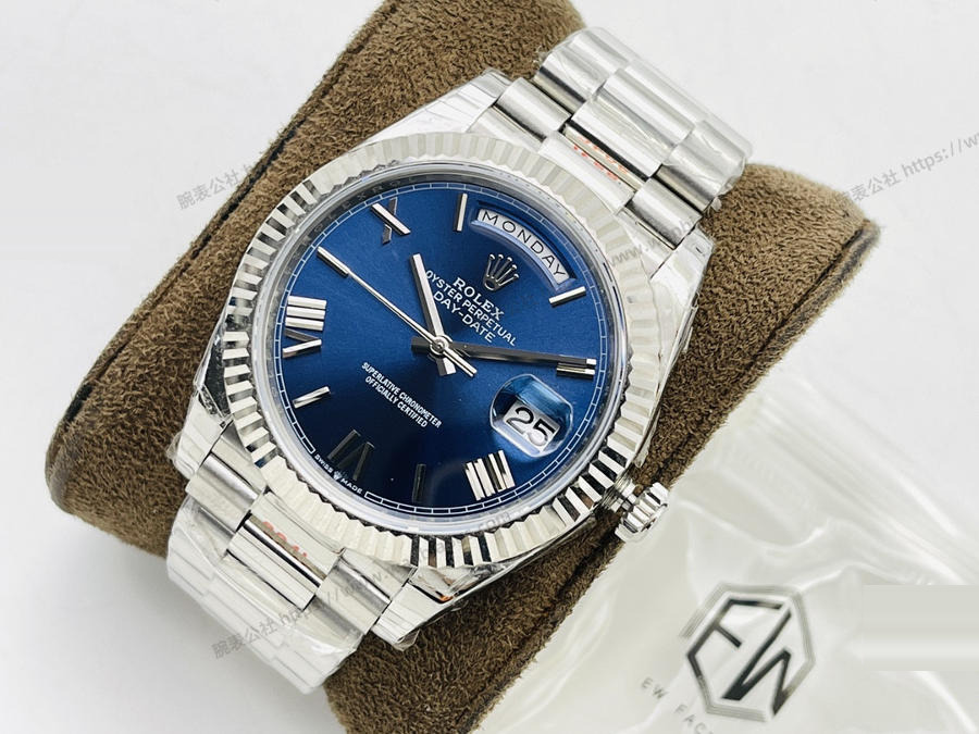 EW Factory Rolex Day-Date 40 mm 3255 mekanizmalı (mavi kadran) saat incelemesi — 2. fotoğraf