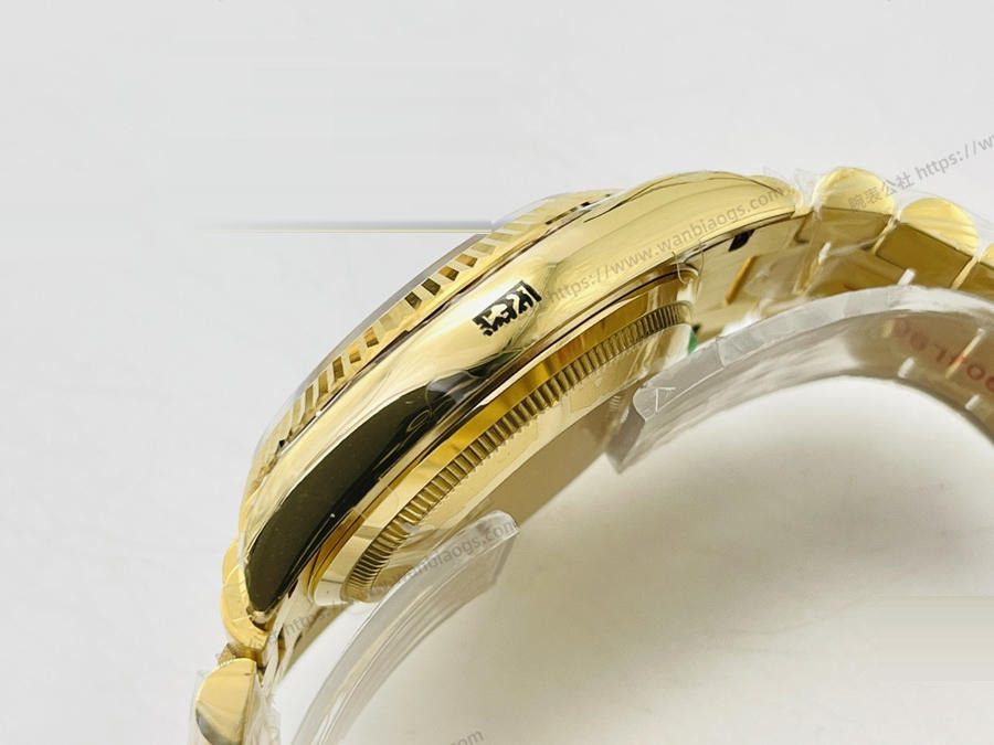 EW Factory Rolex Day-Date 40 mm serisi 3255 mekanizma (18K elmas kakmalı yeşil kadran) saat incelemesi — 4. fotoğraf