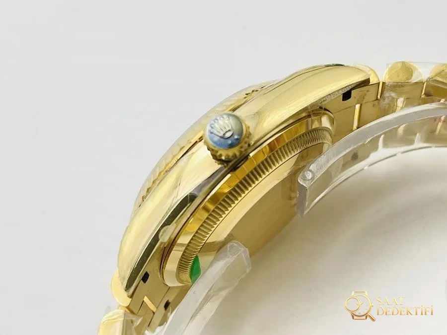 EW Factory Rolex Day-Date 40 mm serisi 3255 mekanizma (18K elmas kakmalı yeşil kadran) saat incelemesi - Bilezik, Toka ve Klips Mekanizması