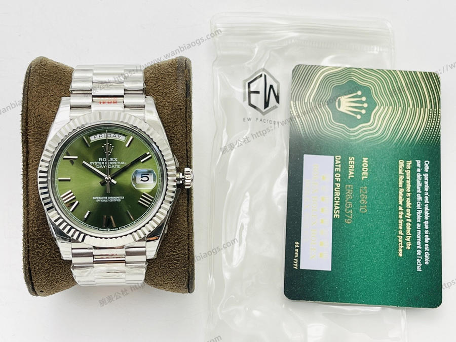 EW Factory Rolex Day-Date 40 mm serisi 3255 mekanizmalı (yeşil kadran) saat incelemesi — 1. fotoğraf
