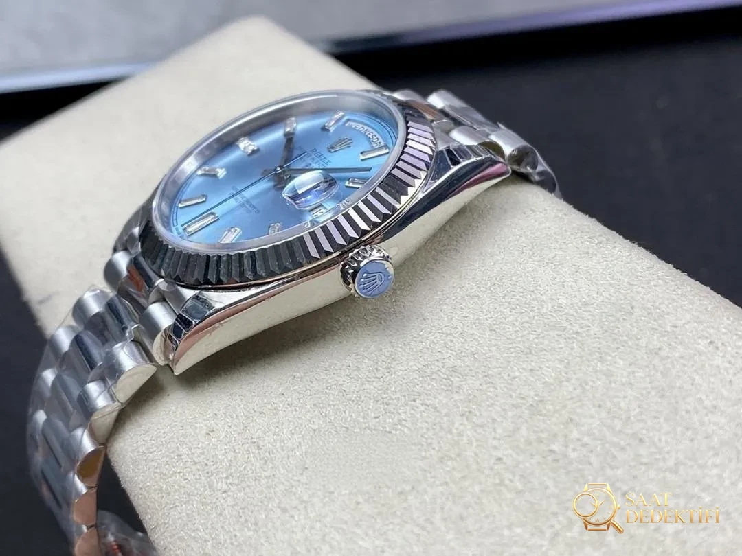 EW Factory Rolex Day-Date buz mavisi kadran m228236 işçilik incelemesi - Klips Kilidi ve Lazer Damgalar