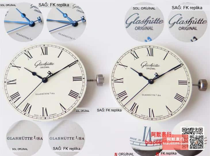 FK Factory Glashütte Original Senator Serisi 1-39-59-01-02-04 Gerçek-Replika Karşılaştırması — 6. fotoğraf