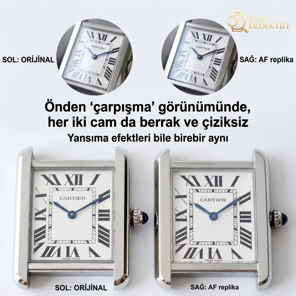 Gerçeğinden ayırt edilemeyen bir yapıt: AF Factory Cartier Tank Solo serisi kuvars kol saati orijinalle karşılaştırmalı inceleme - Kadran İbreleri ve Saniye Akışı