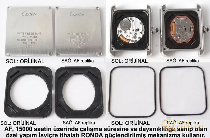 Gerçeğinden ayırt edilemeyen bir yapıt: AF Factory Cartier Tank Solo serisi kuvars kol saati orijinalle karşılaştırmalı inceleme - Kordon Dokusu ve Dikiş Detayları