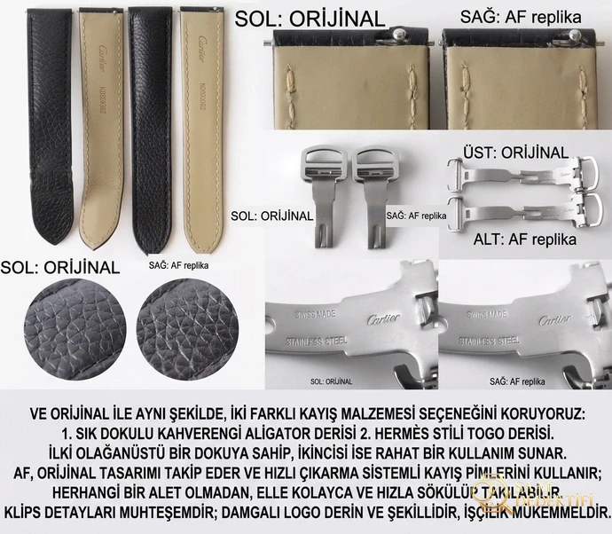 Gerçeğinden ayırt edilemeyen bir yapıt: AF Factory Cartier Tank Solo serisi kuvars kol saati orijinalle karşılaştırmalı inceleme - Bezel İçi Rehaut Gravürü ve Hizalaması