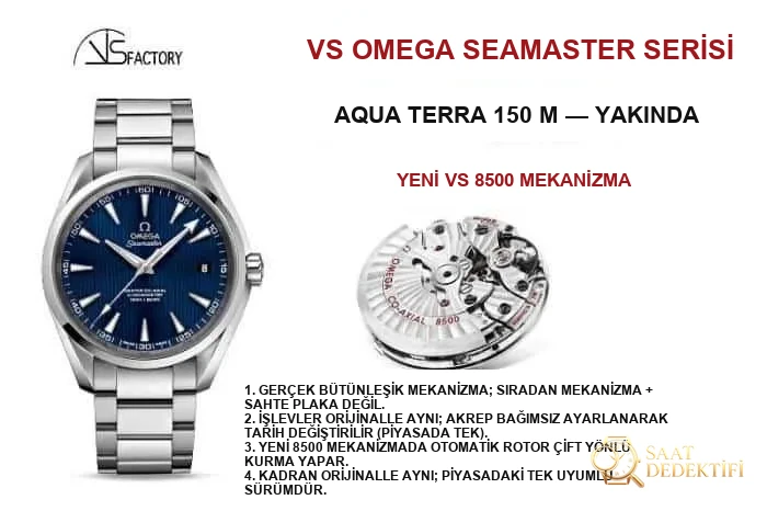 Gercek Butunlesik Mekanizma vs Factory Omega Spectre 007 Yepyeni 8500 M... - Ön Görünüm ve Kasa Tasarımı