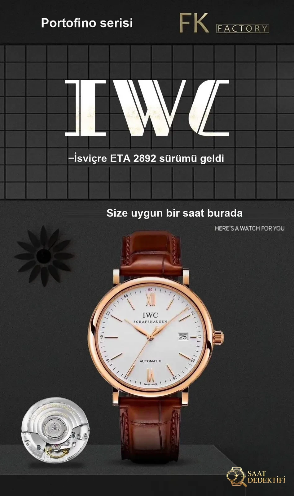 Gerçek İsviçre ETA2892 mekanizması: FK IWC Portofino 150. Yıl orijinalle karşılaştırmalı inceleme - Toka İçi Mikro Ayar Mekanizması