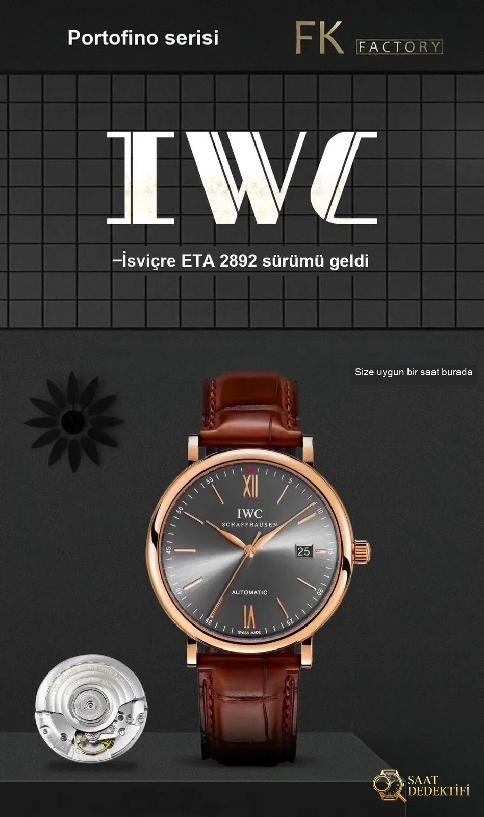 Gerçek İsviçre ETA2892 mekanizması: FK IWC Portofino 150. Yıl orijinalle karşılaştırmalı inceleme - Kadran İbreleri ve Saniye Akışı