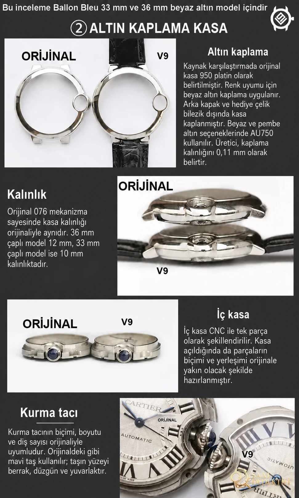 Ultimate Guide to Distinguishing Real from Replica V9 Factory Cartier Ballon Bleu Undated White Gold Model, I Teach You to Distinguish Real from Replica with Comparative Images - Back Cover and Mechanism Detail