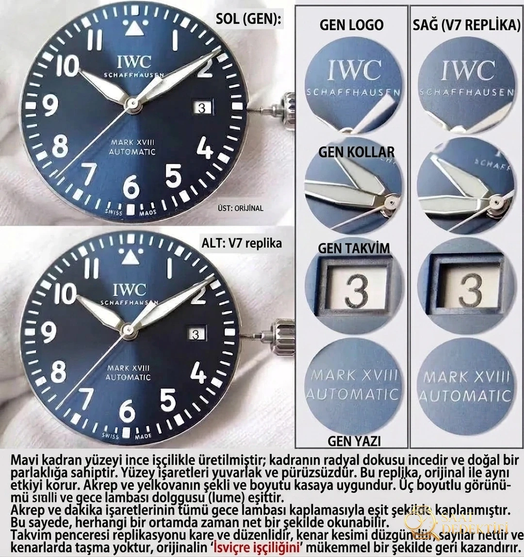 Gerçek-replika karşılaştırmalı inceleme: V7 Factory IWC Mark XVIII Le Petit Prince iw327004 V2 sürümü, orijinal İsviçre ETA2892 mekanizmasında hangi noktalar geliştirildi? - Makro Kadran ve İndeks İşçiliği