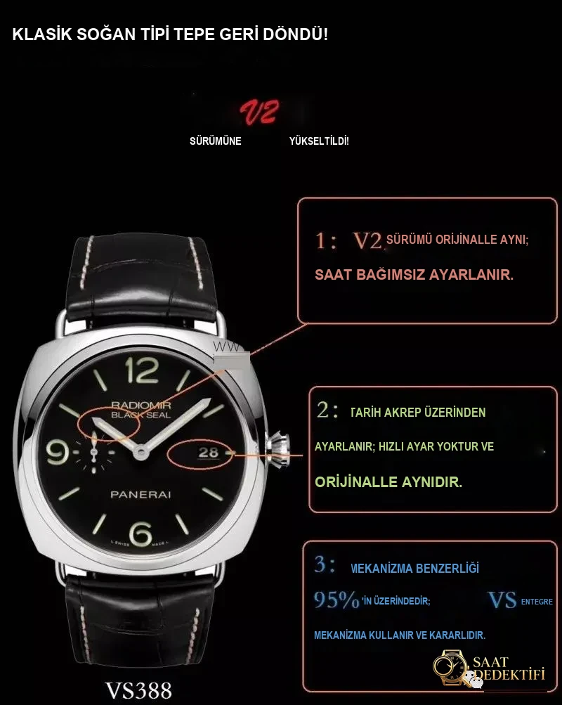 Gerçek-replika karşılaştırmalı inceleme: VS Factory Panerai 388 V2 versiyon replika saatin fiyatı nasıl? Nereden alınır? - Fosfor ve Super-LumiNova Gece Görünümü