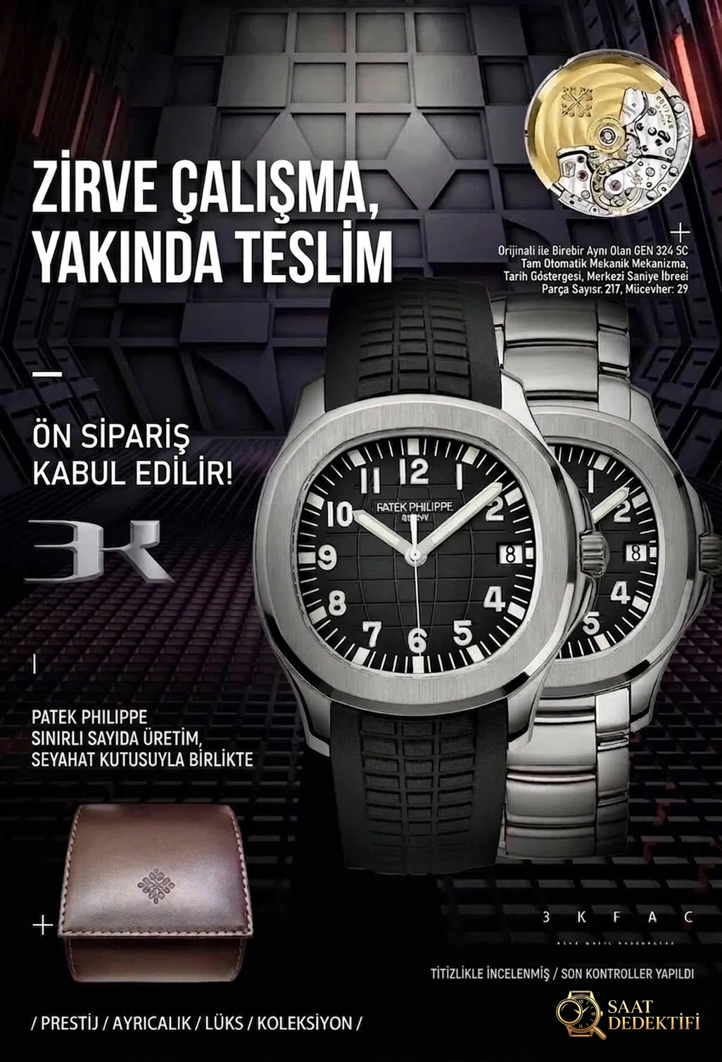 Gerçek-replika karşılaştırması: 3K Factory Patek Philippe 5167 replikasının 324 tek parça mekanizması orijinaline göre nasıl? - Kadran Detayı ve Bezel İşçiliği