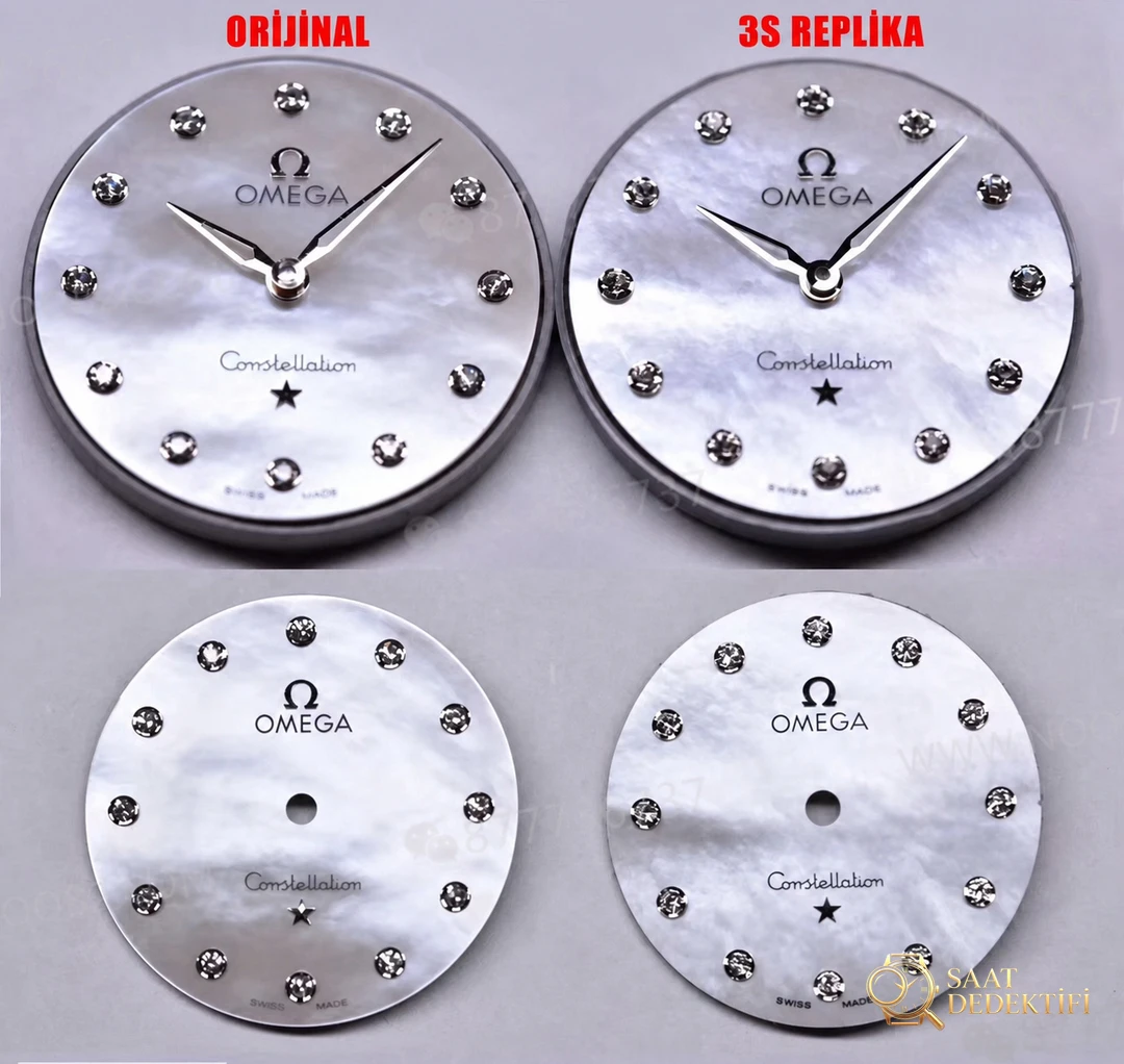 Gerçek-replika karşılaştırması: 3S Factory Omega Constellation 28 mm kadın kuvars kol saati - Arka Kapak ve Mekanizma Detayı