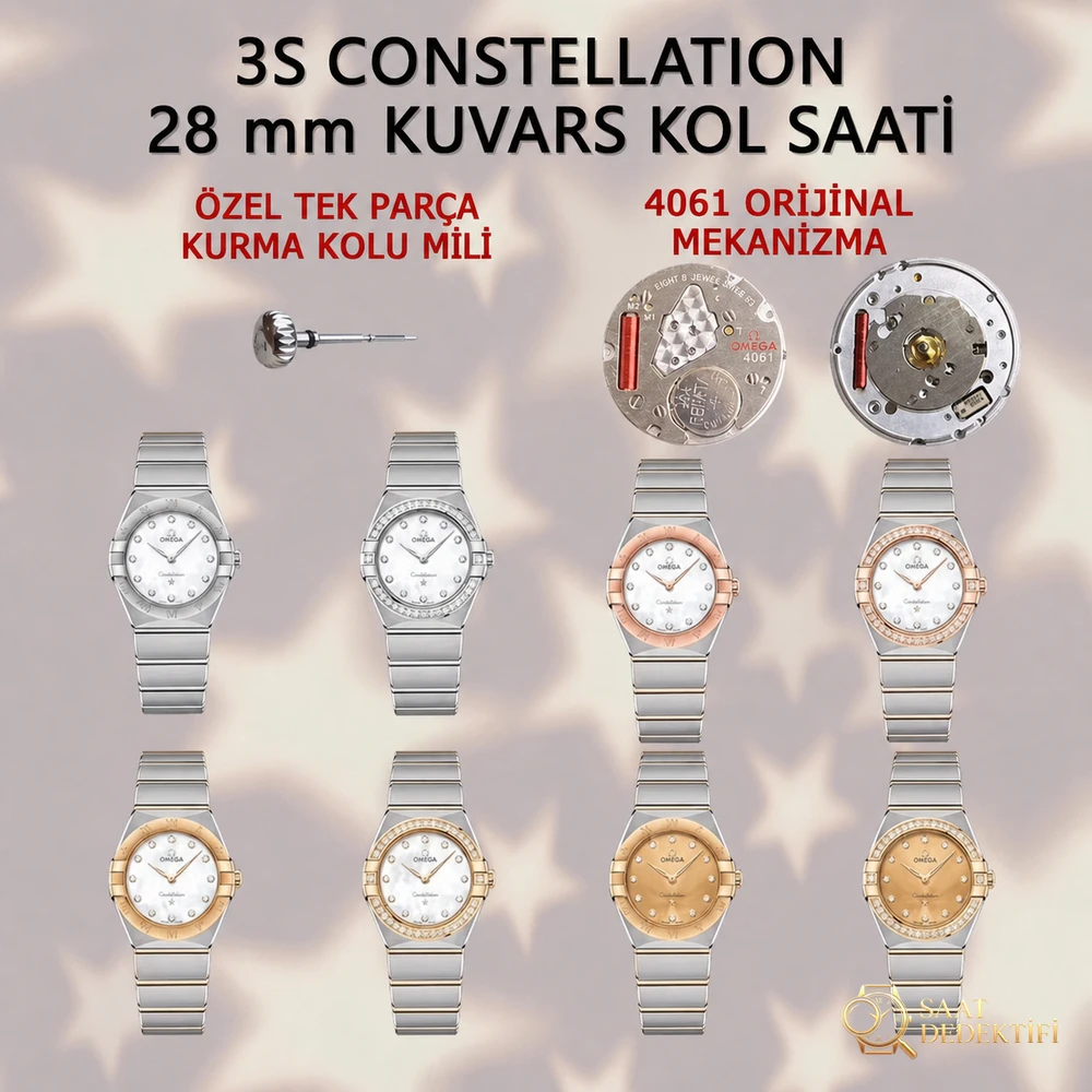 Gerçek-replika karşılaştırması: 3S Factory Omega Constellation 28 mm kadın kuvars kol saati - Koleksiyon ve Vitrin Görünümü