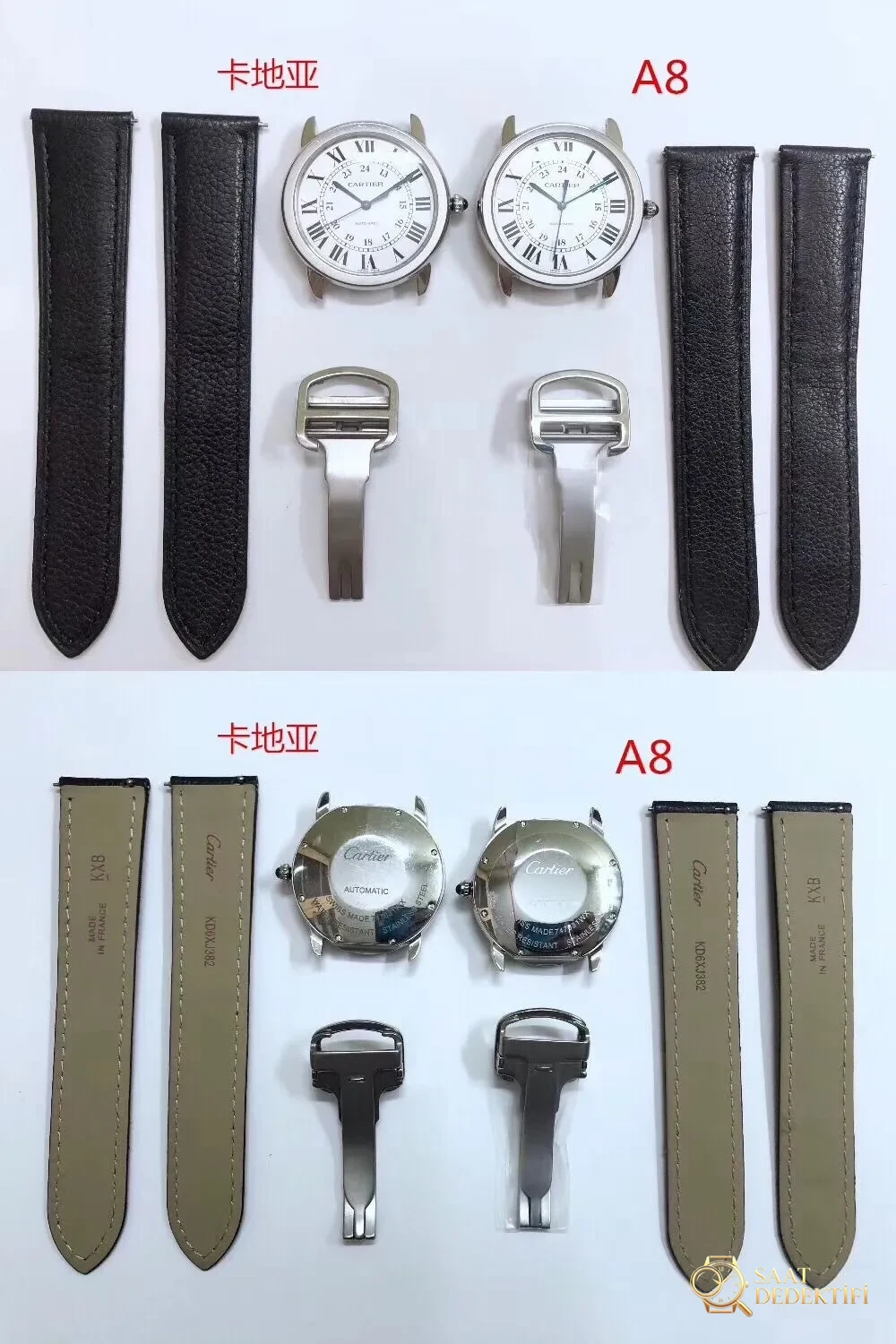 Gerçek-Replika Karşılaştırması: A8 Factory Cartier Ronde Solo 36 MM Uniseks Replika ile Orijinal Karşılaştırmalı İnceleme - Bilezik, Toka ve Klips Mekanizması