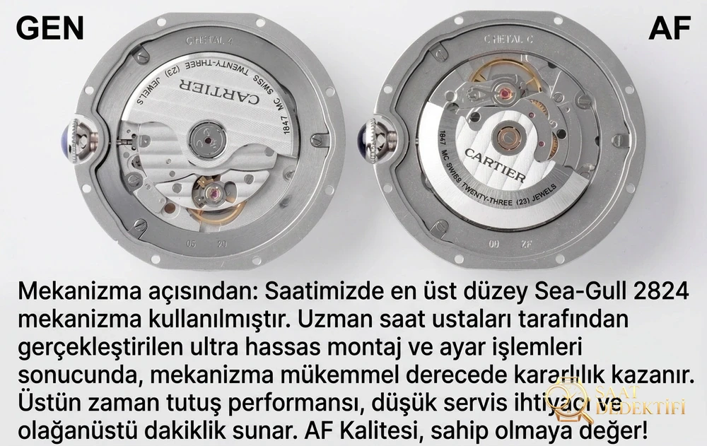 Gerçek-replika karşılaştırması: AF Factory Ballon Bleu 42 mm büyük boy erkek replika saat - Klips Kilidi ve Lazer Damgalar