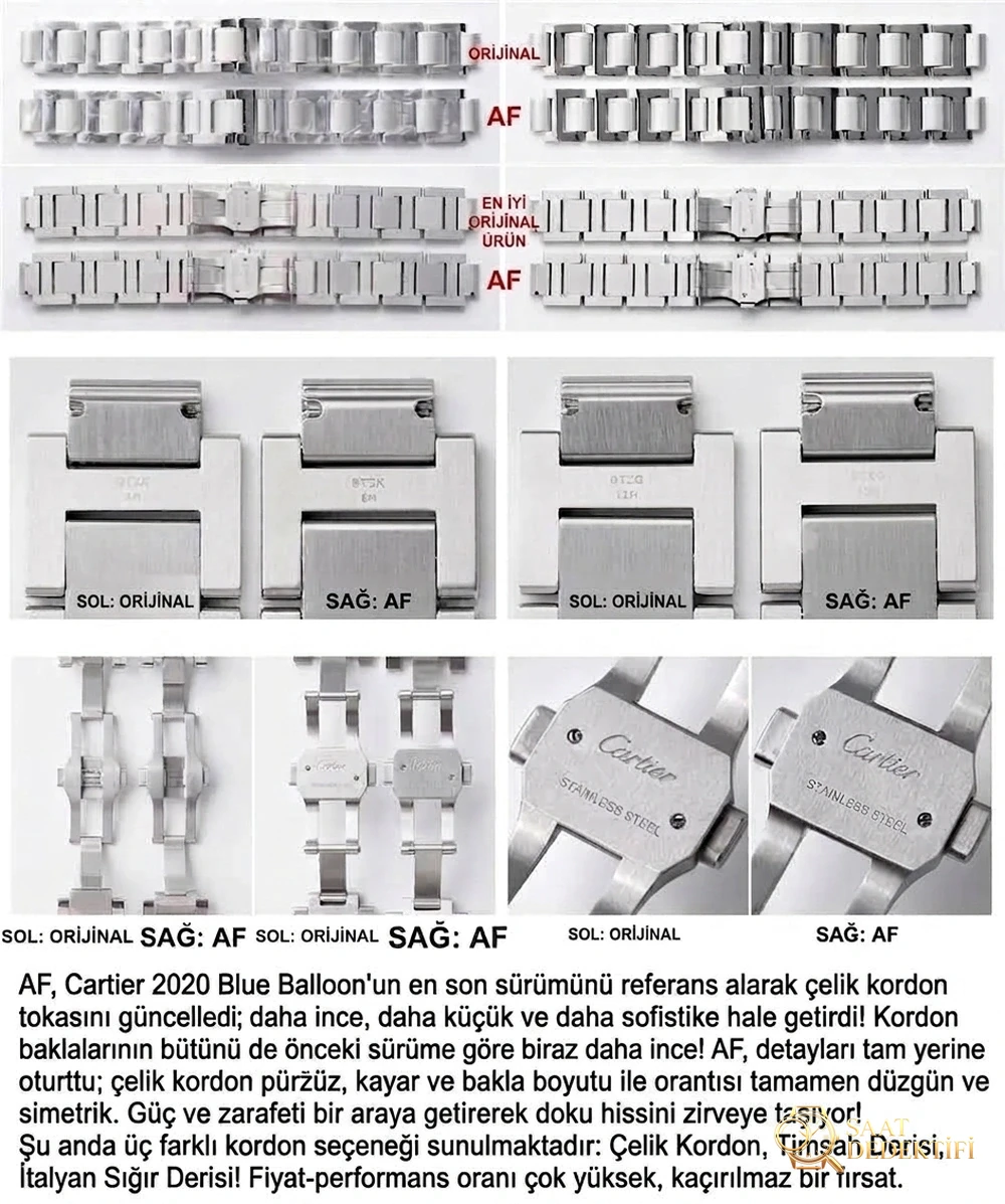 Gerçek-replika karşılaştırması: AF Factory Ballon Bleu 42 mm büyük boy erkek replika saat - Mekanizma Zemberek ve Balans Detayı