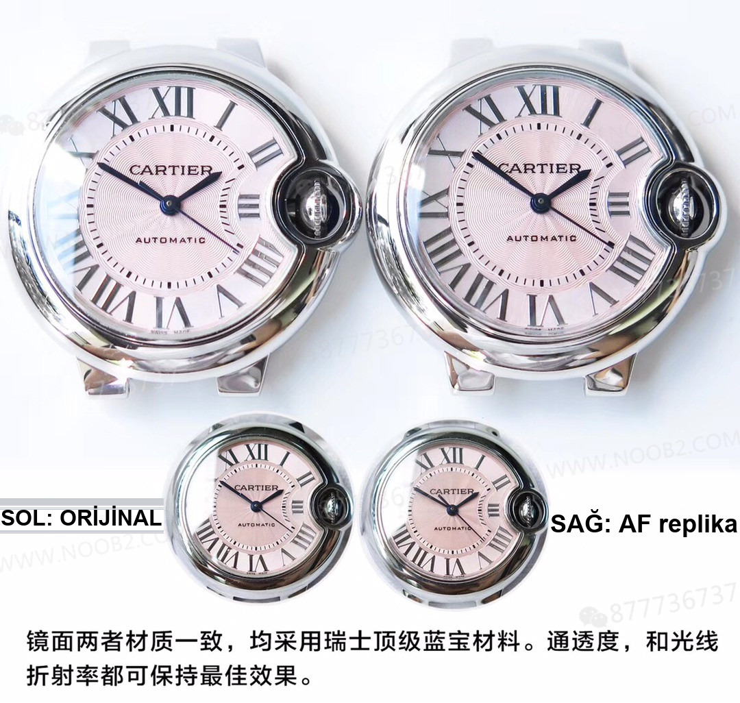 Gerçek-replika karşılaştırması: AF Factory Cartier Ballon Bleu 33 mm pembe kadran 076 orijinal mekanizma bir bakışta ele verir mi? — 1. fotoğraf