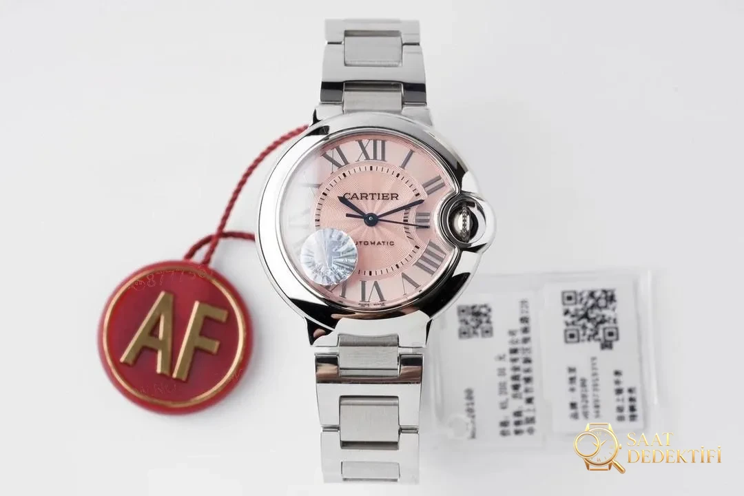 Gerçek-replika karşılaştırması: AF Factory Cartier Ballon Bleu 33 mm pembe kadran 076 orijinal mekanizma bir bakışta ele verir mi? - Kasa Profili ve Kurma Kolu İncelemesi