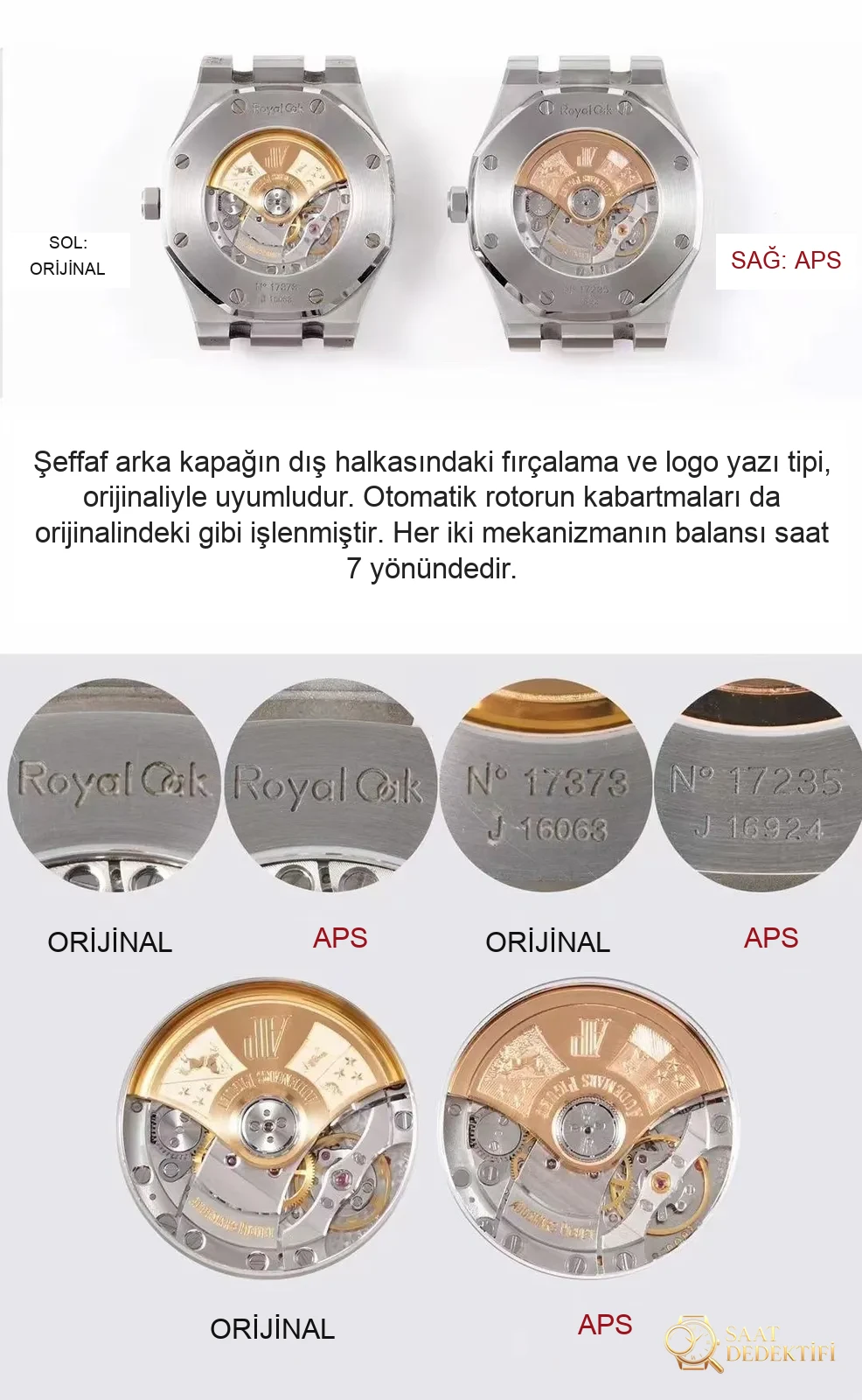 Gerçek-replika karşılaştırması: APS Factory AP Audemars Piguet Royal Oak serisi 15400ST.OO.1220ST.03 mavi kadranlı klasik kol saati - Kadran Detayı ve Bezel İşçiliği