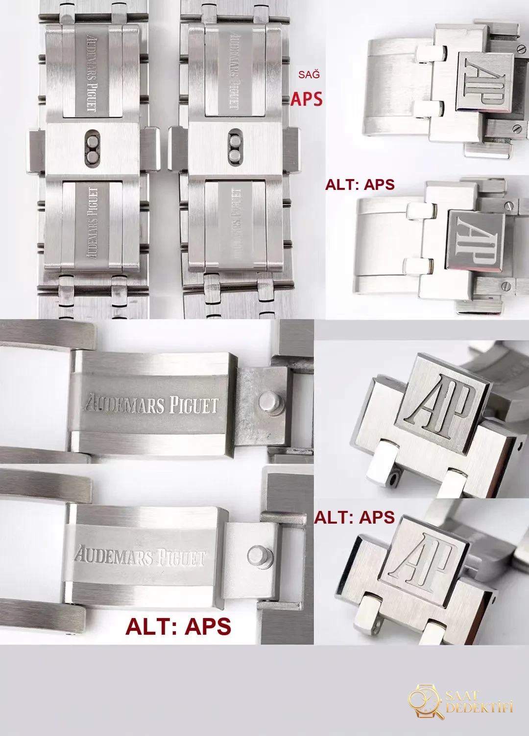Gerçek-replika karşılaştırması: APS Factory AP Audemars Piguet Royal Oak serisi 15400ST.OO.1220ST.03 mavi kadranlı klasik kol saati - Kasa Profili ve Kurma Kolu İncelemesi
