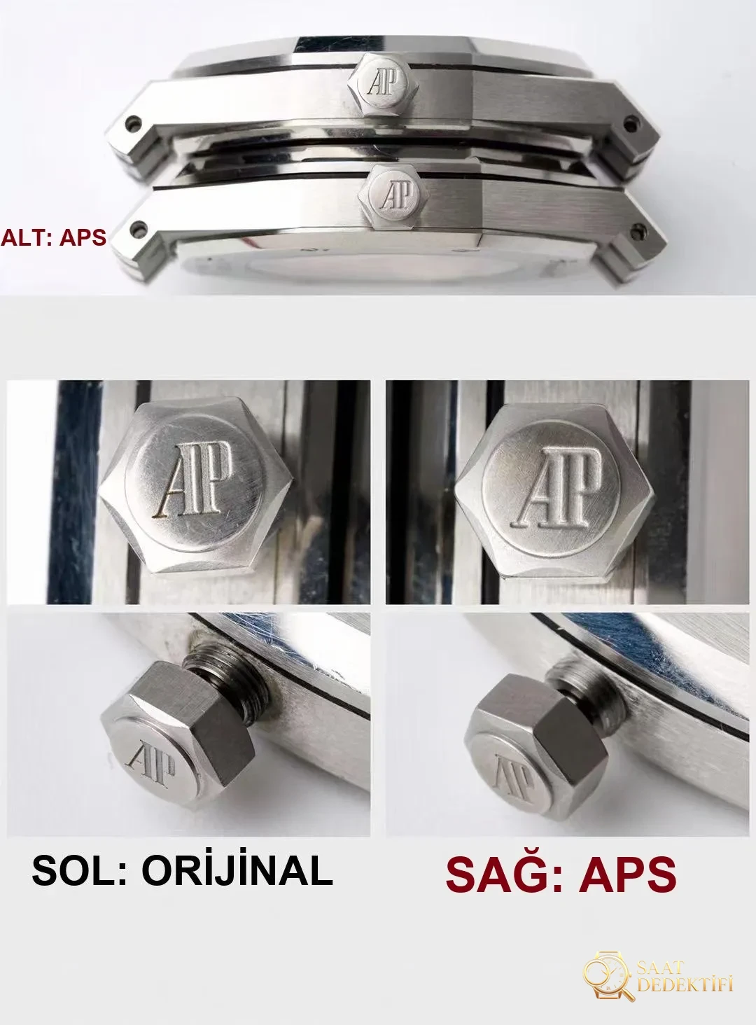 Gerçek-replika karşılaştırması: APS Factory AP Audemars Piguet Royal Oak serisi 15400ST.OO.1220ST.03 mavi kadranlı klasik kol saati - Makro Kadran ve İndeks İşçiliği