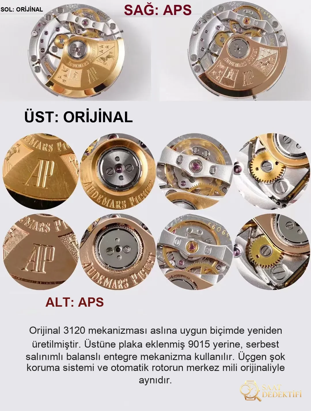 Gerçek-replika karşılaştırması: APS Factory AP Audemars Piguet Royal Oak serisi 15400ST.OO.1220ST.03 mavi kadranlı klasik kol saati - Bilekte Duruş ve Kasa Orantısı