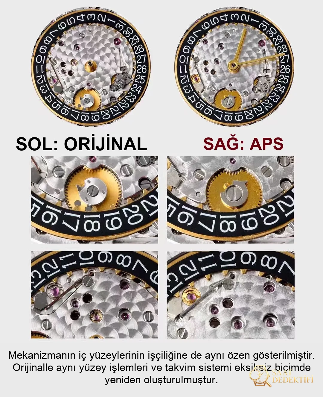Gerçek-replika karşılaştırması: APS Factory AP Audemars Piguet Royal Oak serisi 15400ST.OO.1220ST.03 mavi kadranlı klasik kol saati - Fosfor ve Super-LumiNova Gece Görünümü