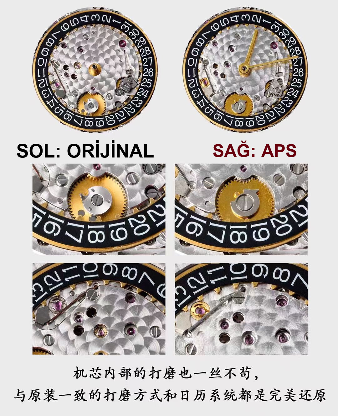 Gerçek-replika karşılaştırması: APS Factory AP Audemars Piguet Royal Oak serisi 15400ST.OO.1220ST.03 mavi kadranlı klasik kol saati — 9. fotoğraf
