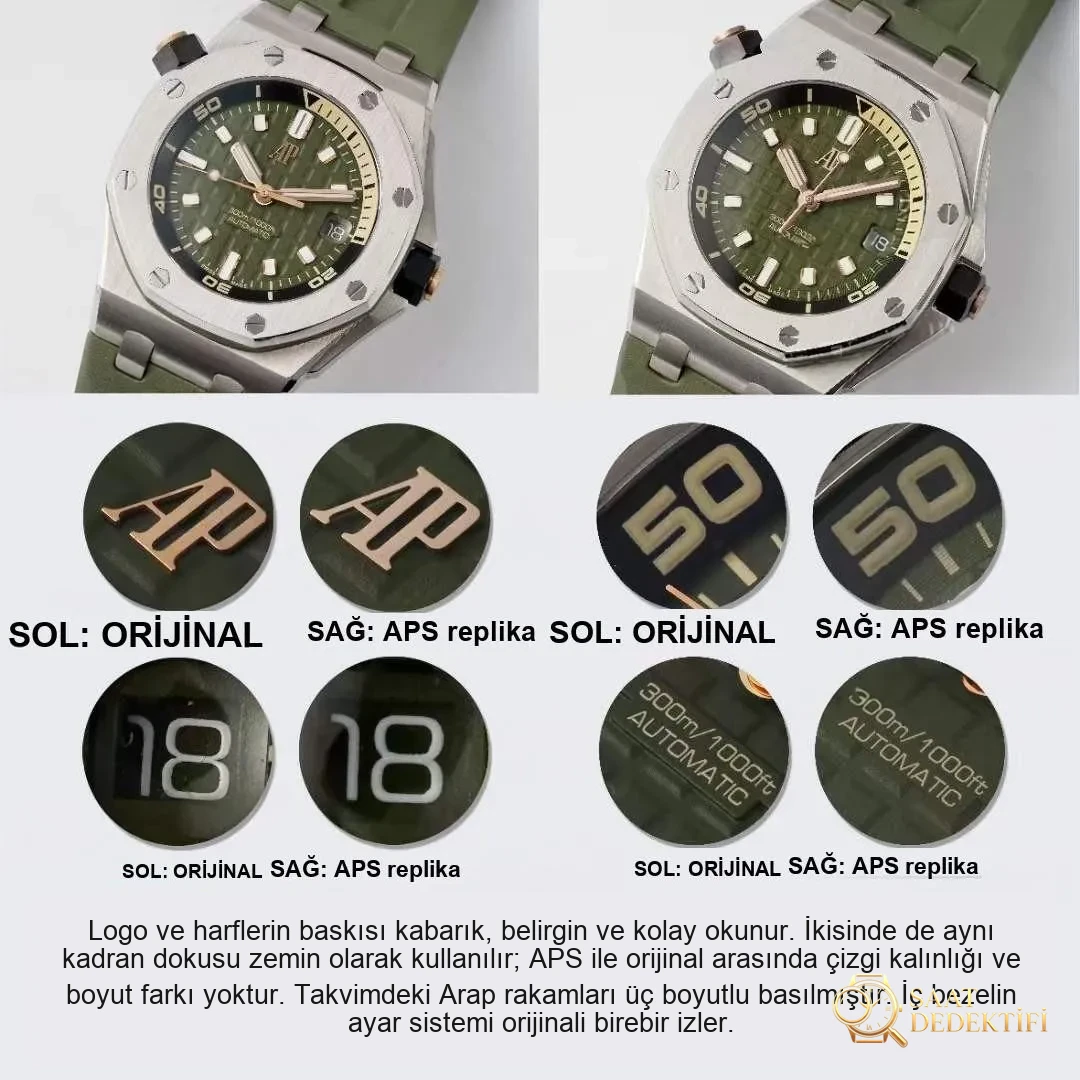 Gerçek-replika karşılaştırması: APS Factory Audemars Piguet 15720 hızlı sök kayış 4308 mekanizma - Kasa Profili ve Kurma Kolu İncelemesi