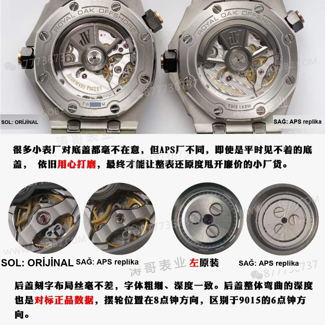 Gerçek-replika karşılaştırması: APS Factory Audemars Piguet 15720 hızlı sök kayış 4308 mekanizma — 4. fotoğraf