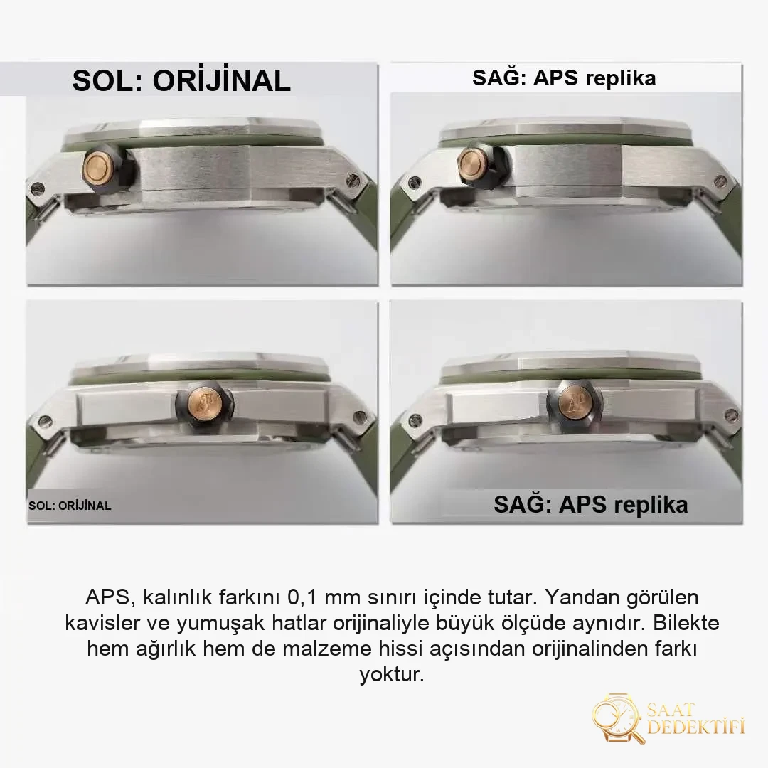 Gerçek-replika karşılaştırması: APS Factory Audemars Piguet 15720 hızlı sök kayış 4308 mekanizma - Bilezik, Toka ve Klips Mekanizması