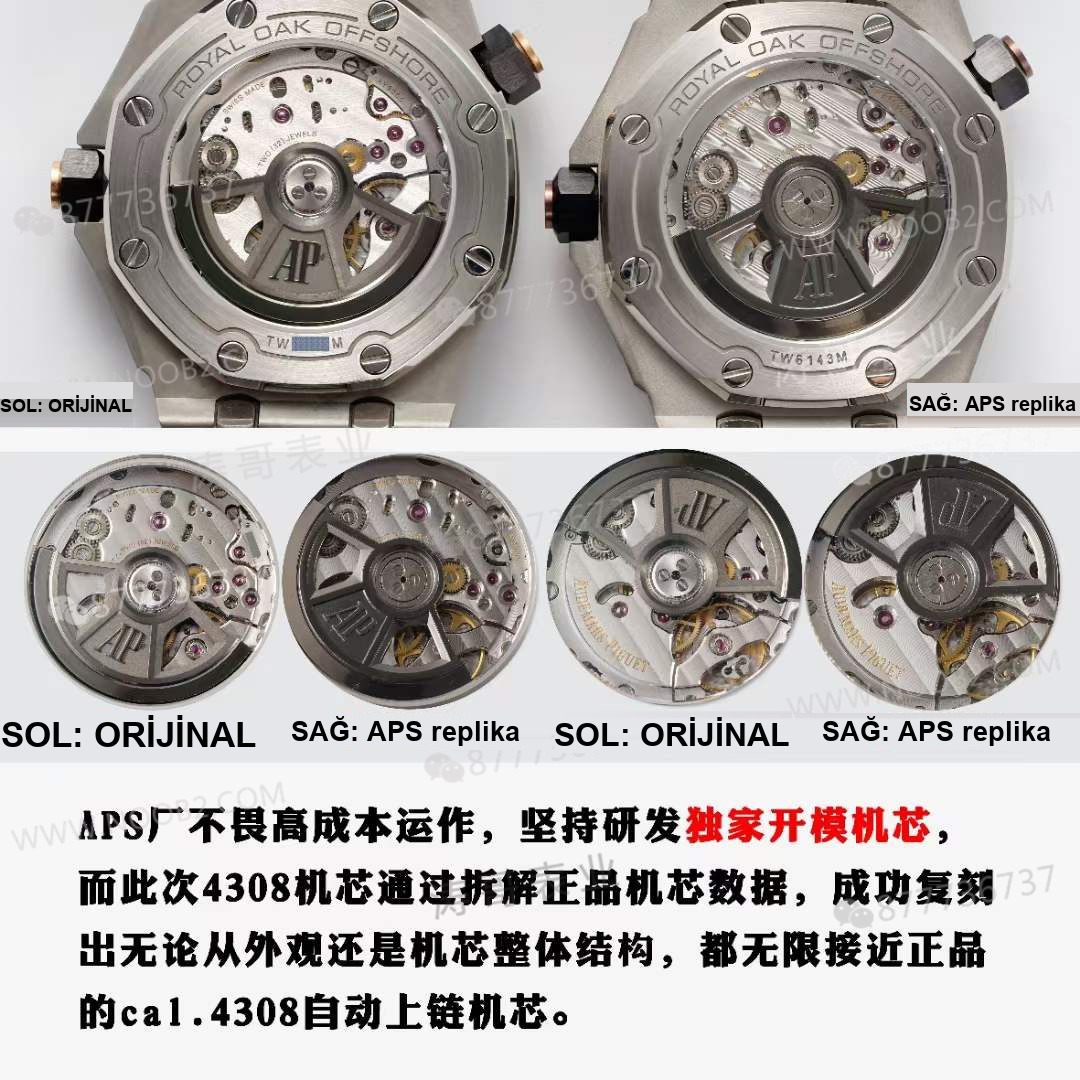 Gerçek-replika karşılaştırması: APS Factory Audemars Piguet 15720 hızlı sök kayış 4308 mekanizma — 8. fotoğraf