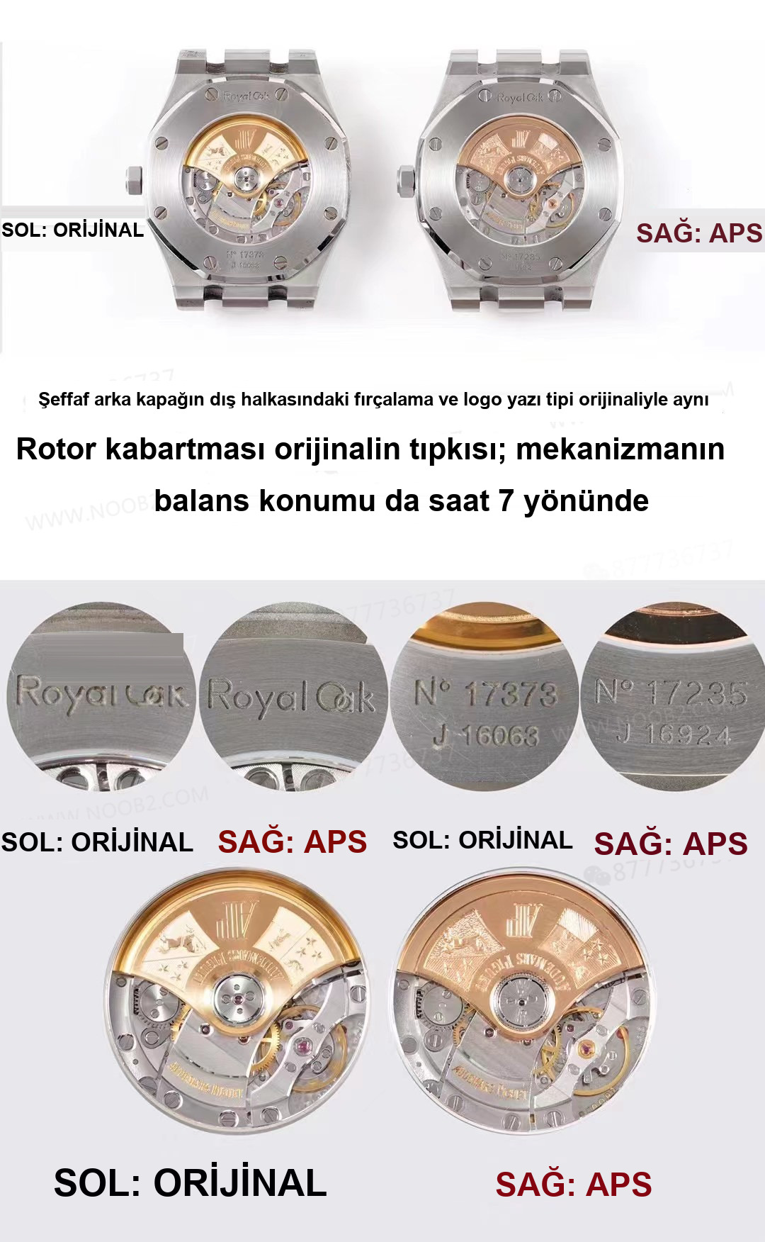 Gerçek-replika karşılaştırması: APS Factory Audemars Piguet Royal Oak 15400 entegre 3120 mekanizması — 6. fotoğraf
