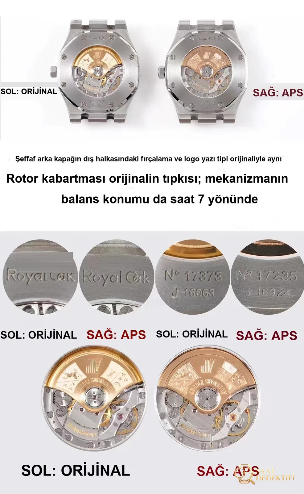 Echt vs. Replik: APS Factory Audemars Piguet Royal Oak 15400 integriertes 3120-Uhrwerk – Makro-Zifferblatt und Index-Verarbeitung